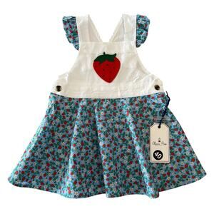 NWT Classic Prep Liberty Kennedy Jumper Strawberry & Cream Overall Dress, 2T
